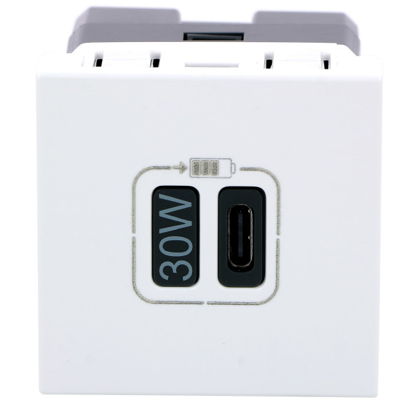 Legrand - Chargeur Simple USB Type-C - 3A - 30W Power Delivery - 2 Modules- Blanc - Mosaic - Réf : 077585L