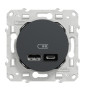 Schneider - Odace 2011 - Prise double USB - Type A+C - 2.4A - Anthracite - Réf : S540401