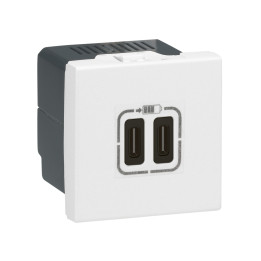 Legrand - Prise chargeur USB 2 - Type-C -  3A - 5V - 15W - 230V - 2 Modules - Blanc - Mosaic - Réf : 077590