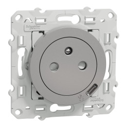 Schneider - Odace 2011 - Prise de courant Affleurante + USB Type C - Aluminium - Réf : S530089