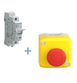 Hager - Déclencheur à émission de tension 230-415V AC - 110-130V DC + arrêt d'urgence - Réf : MZ203+XALK178E