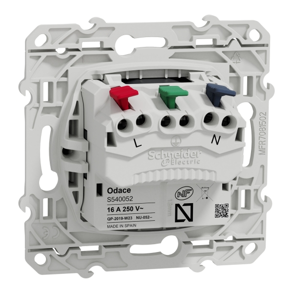 Schneider - Prise de courant Odace affleurante - Anthracite - 2P+T - 16A - 250V - Bornes auto - Réf : S540052
