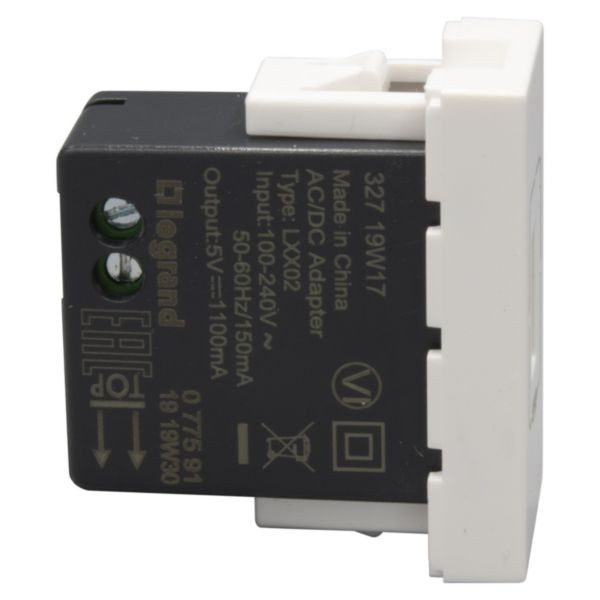 Legrand Mosaic - Prise chargeur USB 230V / 5V - 1 Port - Réf : 077591
