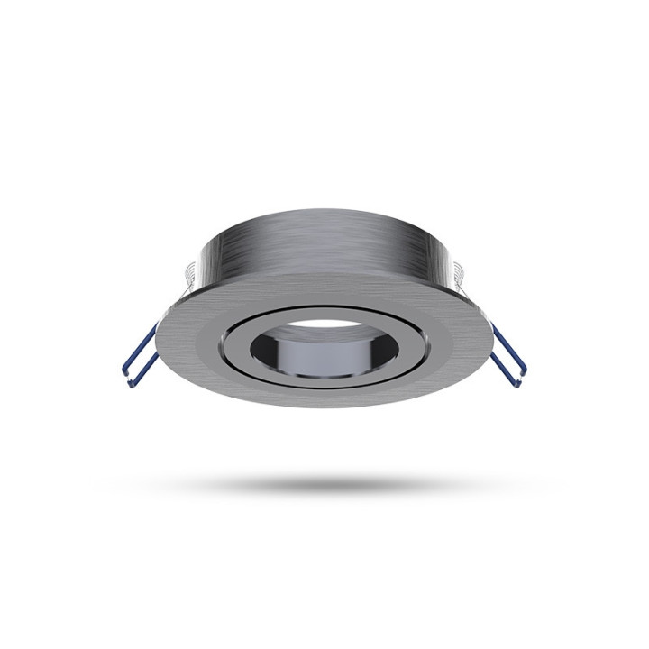Miidex - Support de spot plafond - Rond - Orientable - Aluminium brossé - Ø92 mm - Réf : 7712