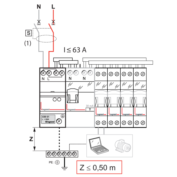 Legrand - Parafoudre bipolaire 220V - Type 2 LEXIC avec protection intégrée et fil de terre 50cm