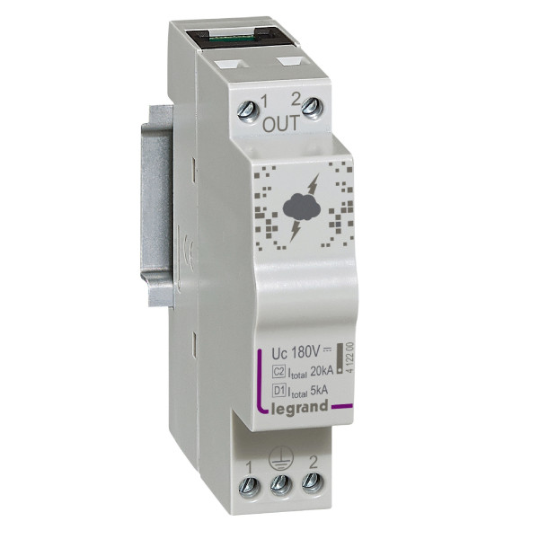 Legrand - Parafoudre pour ligne téléphonique et ligne de communication 10kA à 20kA 180V maximum - 1 module - 412200