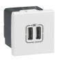 Legrand - Mosaic L - Prise chargeur USB Type A 230V / 5V - 2 Ports - Blanc - Réf : 278594L