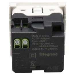 Legrand - Prise chargeur USB Type A 230V / 5V - 2 Ports - Réf : 278594L