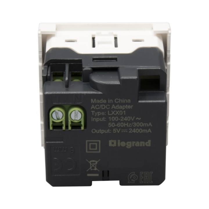 Legrand - Prise chargeur USB Type A 230V / 5V - 2 Ports - Réf : 278594L
