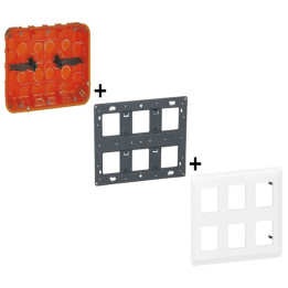 Legrand Mosaic - Kit poste de travail 2 x 3 x 2 modules - Encastré - Blanc - Réf : 080126+080266+078832L