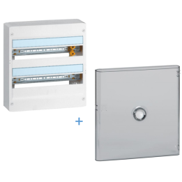 Legrand - DRIVIA - Coffret 2 rangées - 18 modules + Porte transparente - Ref. : 401222+401242