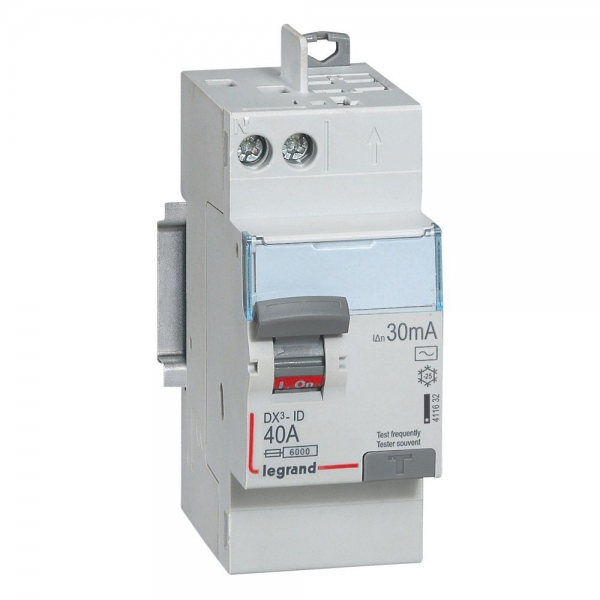 LEGRAND - Inter Différentiel DX3 2P - 40A - 30MA - Type AC - Départ Haut auto - 411632