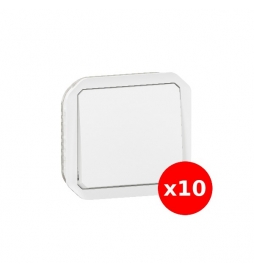 Legrand Plexo - LOT de 10 interrupteurs ou Va-et-Vient - 10A - 250V - composable - IP55/IK08 - Blanc - Réf : 069611Lx10