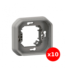 Legrand Plexo - LOT de 10 supports plaque étanche - Encastré - 1 poste - Gris - Réf : 069681Lx10
