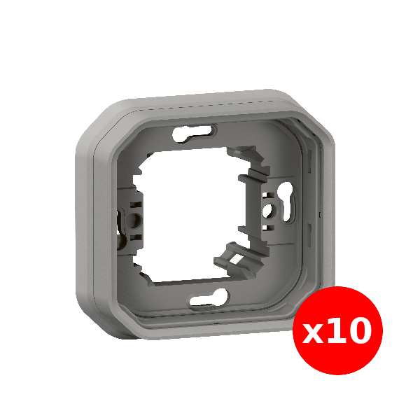 Legrand Plexo - LOT de 10 supports plaque étanche - Encastré - 1 poste - Gris - Réf : 069681Lx10