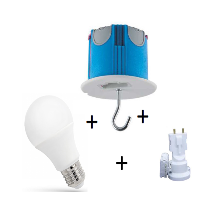 KIT CENTRE DCL BBC Ø68 + douille E27 + Ampoule LED E27 9W – Réf. P36859 + WOJ+14611