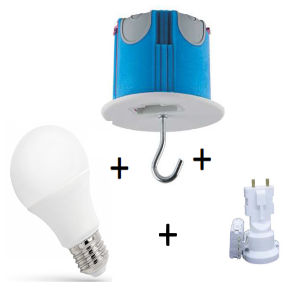 KIT CENTRE DCL BBC Ø68 + douille E27 + Ampoule LED E27 9W – Réf. P36859 + WOJ+14611