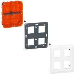Legrand Mosaic - Kit poste de travail 2 x 2 x 2 modules - Encastré - Blanc - Réf : 080124+080264+078838L