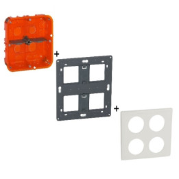 Legrand Céliane - Kit poste de travail complet 2 x 2 postes - Encastré - Blanc - Réf : 80264+068608+80124