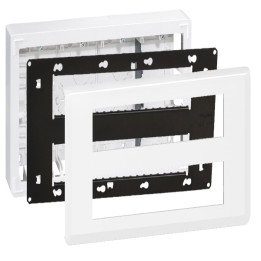 Legrand Mosaic - Kit poste de travail 2 x 10 modules - Saillie - Blanc - Réf. : 080278+080268+078828L