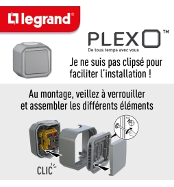 Legrand - LOT de 10 Interrupteurs / Va-et-vient étanche Plexo Saillie - 10AX - 250V - IP55 - IK08 - Gris - Réf : 069711Lx10