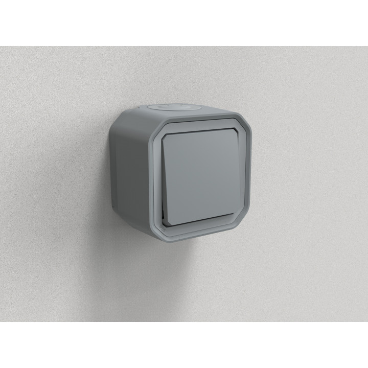 Legrand - LOT de 10 Interrupteurs / Va-et-vient étanche Plexo Saillie - 10AX - 250V - IP55 - IK08 - Gris - Réf : 069711Lx10