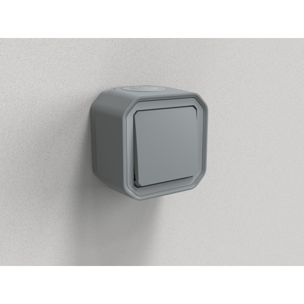 Legrand - LOT de 10 Interrupteurs / Va-et-vient étanche Plexo Saillie - 10AX - 250V - IP55 - IK08 - Gris - Réf : 069711Lx10