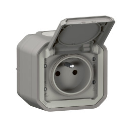 Legrand - LOT de 10 prises de courant 2P+T 16A étanche Plexo Saillie- IP55/IK08 - Gris - Réf : 069731Lx10