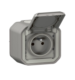 Legrand - LOT de 10 prises de courant 2P+T 16A étanche Plexo Saillie- IP55/IK08 - Gris - Réf : 069731Lx10