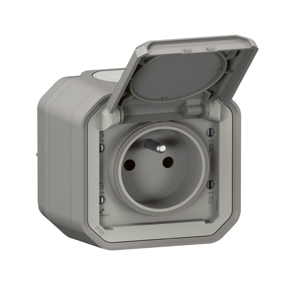 Legrand - LOT de 10 prises de courant 2P+T 16A étanche Plexo Saillie- IP55/IK08 - Gris - Réf : 069731Lx10