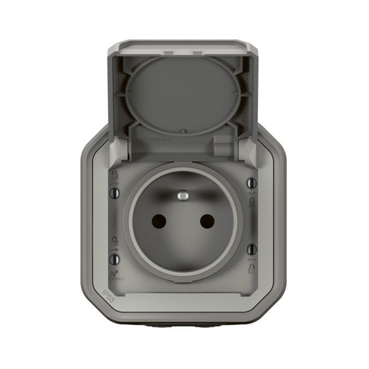 Legrand - LOT de 10 prises de courant 2P+T 16A étanche Plexo Saillie- IP55/IK08 - Gris - Réf : 069731Lx10
