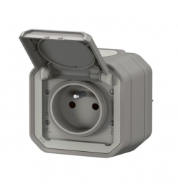 Legrand - LOT de 10 prises de courant 2P+T 16A étanche Plexo Saillie- IP55/IK08 - Gris - Réf : 069731Lx10
