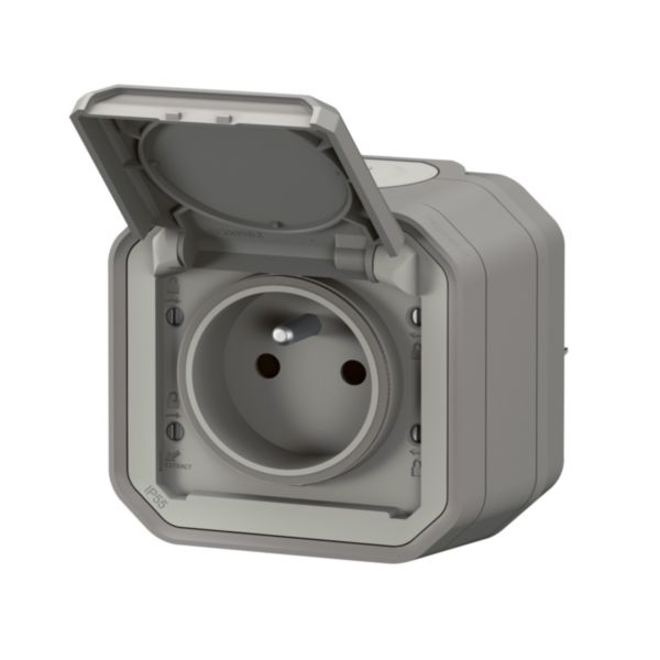 Legrand - LOT de 10 prises de courant 2P+T 16A étanche Plexo Saillie- IP55/IK08 - Gris - Réf : 069731Lx10