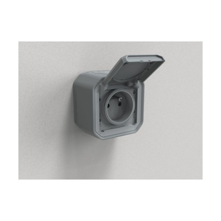 Legrand - LOT de 10 prises de courant 2P+T 16A étanche Plexo Saillie- IP55/IK08 - Gris - Réf : 069731Lx10