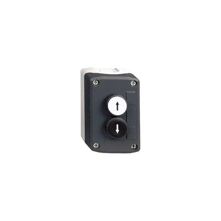Schneider - Harmony boite - 2 boutons poussoirs Ø22 - blanc /noir - Réf : XALD222