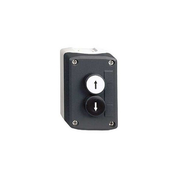 Schneider - Harmony boite - 2 boutons poussoirs Ø22 - blanc /noir - Réf : XALD222