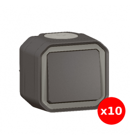 Legrand - LOT de 10 interrupteurs/va-et-vient étanche Plexo - saillie 10AX - 250V - IP55 - Anthracite - Réf : 069761Lx10
