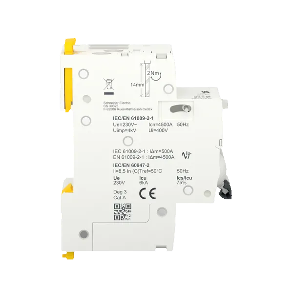 Schneider - Disjoncteur différentiel Acti9 iDD40T - Type A-SI - 1P+N - 4,5/6kA - 30mA - 16A - courbe C - Réf : A9DB2616