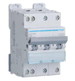 HAGER - Disjoncteur 3P+N 6-10kA courbe D - 40A - 1 module - Réf : NGT840
