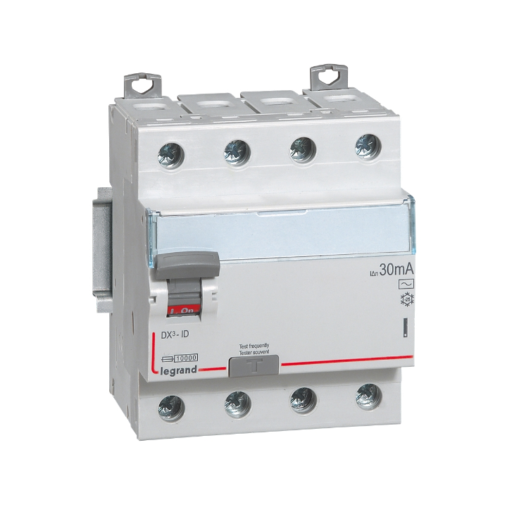 Legrand - Inter diff DX³-ID - vis/vis - 4P- 400V- 63A - type AC - 300mA - départ bas - 4M - Réf : 411666