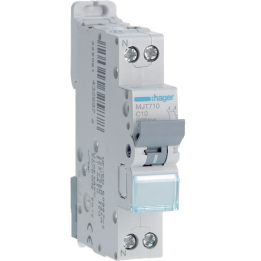 HAGER - Disjoncteur - 1P+N - 10A - VIS/VIS - Courbe C - 6KA - Réf : MJT710