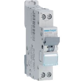 HAGER - Disjoncteur - 1P+N - 20A - VIS/VIS - Courbe C - 6KA - Réf : MJT720