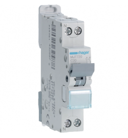 HAGER - Disjoncteur - 1P+N - 20A - VIS/VIS - Courbe C - 6KA - Réf. MJT720