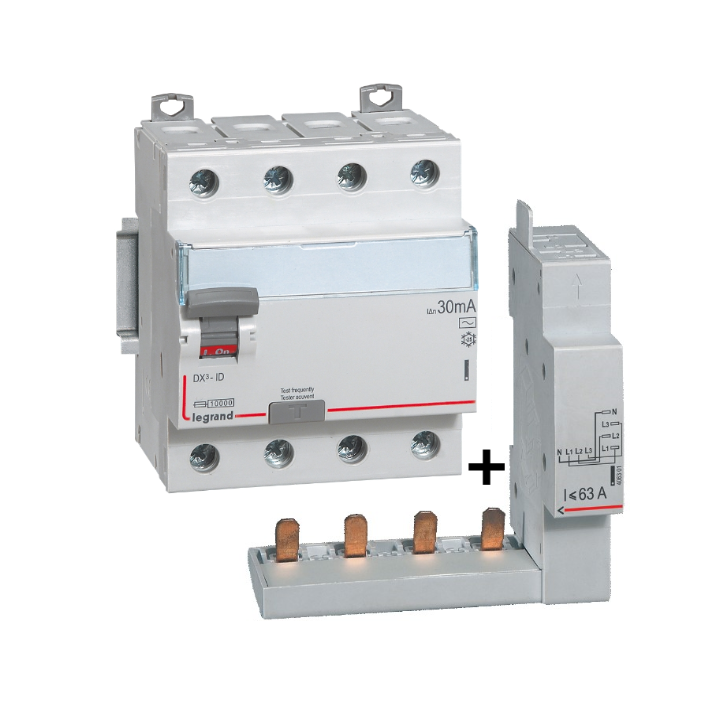 LEGRAND - Interrupteur différentiel DX3-ID 4P 63A - 30mA - AC + module 4P - 411662+406301