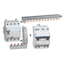 LEGRAND - dif. DX3-ID 4P 25A - 30mA - AC + Module 4P + Peigne 13M + Disj. 4P 10A - 411660+406301+405201+406908
