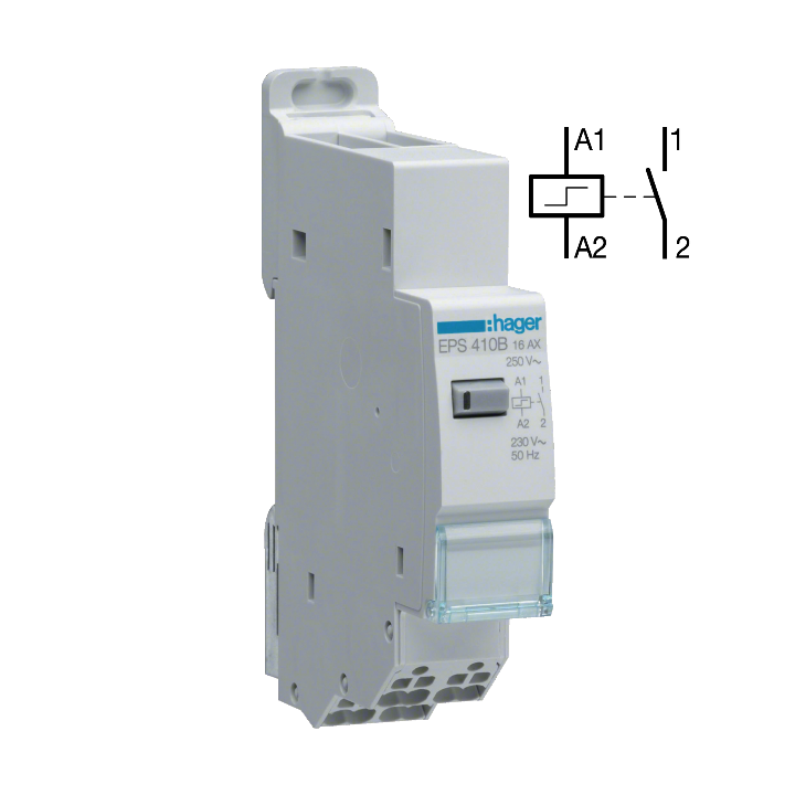 Hager - Télérupteur silencieux - Unipolaire 16A - 230V - AUTO - Réf : EPS410B