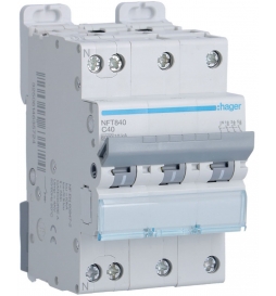 Hager - Disj.3P+N 6-10kA C-40A 3m -Réf : NFT840