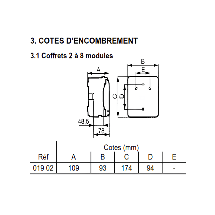 Legrand - Plexo³ - Coffret étanche - 2 modules - IP65/IK09 - Réf : 001902