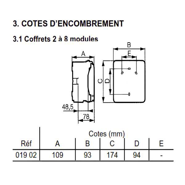Legrand - Plexo³ - Coffret étanche - 2 modules - IP65/IK09 - Réf : 001902