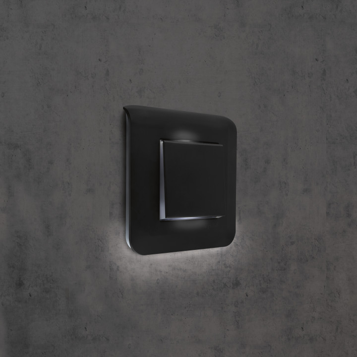 Legrand - Interrupteur ou va-et-vient Easy LED- 10AX - 250V~ - 2 modules - Noir Mat - Mosaic - Réf : 079111L